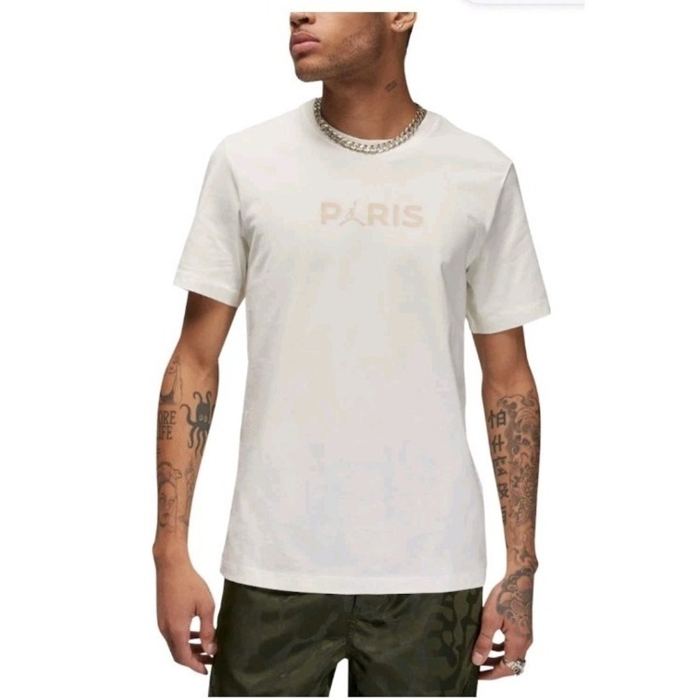 NWT Nike X‎ Paris Saint Germain Crest Cream Tshirt Youth XL Jordan Jumpman FLAW